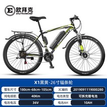 26인치 알루미늄 리튬 전기 자전거 21 변속기 듀얼 디스크 브레이크 오프로드 산악 MTB, X1-스포크 휠 - 전기 약 40km - 블랙 그린, 36V