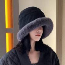 라뱅 여성 겨울 털 모자 벙거지 버킷햇