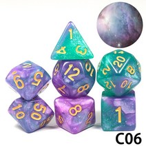 보드 게임 주사위 다면체 주사위 trpg dnd 게임 7 개대 d4 d6 d8 d10 d12 d20 보드 게임용 멀티 사이드, c06