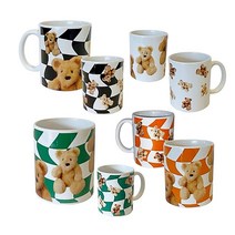머그컵 강아지머그 귀여운컵 곰돌이컵 홈카페 Cotton bear mug (340ML), 작은곰돌이, 블랙, 1개
