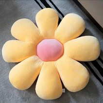 양털 방석 쿠션 박제 여섯개의 꽃잎 꽃 만나고 방 장식 해바라기 베개 베이 윈도우 핑크 설정 침실 좌석, 55X55cm, yellow-pink1