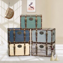 빈티지 나무상자 영국 엔틱가구 유럽 보물상자 레트로인테리어 소품 뚜껑있는수납함, 소형  20x15x15cm, 나무색