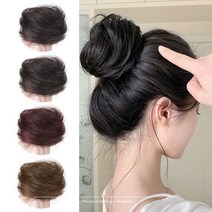 살롱드위그 풍성한 똥머리가발 업스타일부분가발 셀프 올림머리 부분가발 스트레이트형 고탄력 밴드형 4컬러 곱창밴드 곱창가발, 1개입, 네추럴블랙