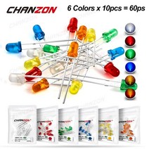 아두이노 키트 코딩 입문 교육 보드 점퍼선 확산 3mm Led 다이오드 키트 화이트 레드 그린 블루 옐로우 오, 01 6 colors x 10pcs Mix