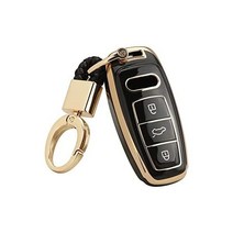 아우디 키 포브 커버 소프트 TPU 골드 키체인 A3 A6 A7 A8 E Tron S3 S6 RS6 S7 RS7 Q7 SQ7 Q8 SQ8과 호환되는 풀 프로텍터 블랙, Version-C, C-블랙