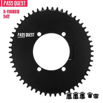 PASS QUEST 라운드/타원형 로드 자전거 크랭크 샤프트 폐쇄 디스크 0BCD 58T 좁은 와이드 체인 링 R2000 R3000 4700 5800 6800 DA9000, Oval 54T