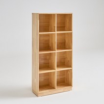 페이드 4단 8칸 책장 고무나무원목, 네추럴