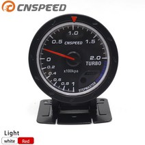 CNSPEED 자동차 터보 부스트 게이지 레드 amp 화이트 조명 바 타입 블랙 페이스 센서 포함 60mm, 1개