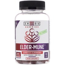 Zhou Nutrition 최대 강도 Elder Mune 삼부커스 엘더베리 비건 구미젤리 60개