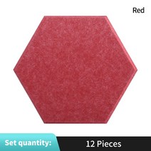 스튜디오 방음 타일 음향 패널 12pcs 침실 단열 사운드 흡수 장식 어쿠스틱, Large Hexagon, Red, 8mm Medium Density, Red