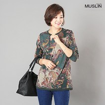 엄마옷 모슬린 반해버린 배색플라워티셔츠 TS710915마담 미시 중년여성의류 빅사이즈 할머니옷 50대 60대