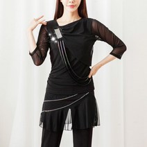 왕보석 블라우스 스포츠 댄스복 라인 줌바 라틴 밸리
