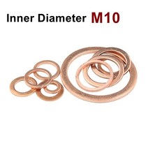 고무와셔 오링 실리콘 구리 스텐 플랫 와셔 m10 씰 가스켓 내경 10mm 씰링 링 얇은 시트 t3 red copper washer, 10x15x0.5(50개)