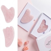 괄사 림프마사지 로즈쿼츠 물소뿔 천연옥 마사지 도구 메디테라피 림프순환 2종, 핑크로즈괄사마사지기_하트