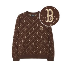 (정품)MLB 엠엘비 다이아 모노그램 전판패턴 자카드 컴포터블핏 맨투맨 BOS (D.Brown)