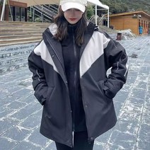 FANSYLI 가을겨울 아우터 바람막이 점퍼 여성 탈부착 커풀룩 스키복 기모 누빔 코트 L9S025