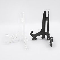 플라스틱 시계 받침대 블랙 투명 (소 중 대) 아크릴 접시 받침대 전시대, 중 (6.6x9.9cm)