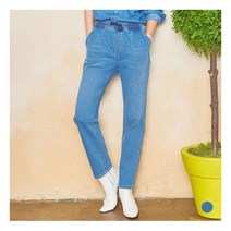 [홈쇼핑상품] 밴딩 크롭 테이퍼드 데님 팬츠 블루