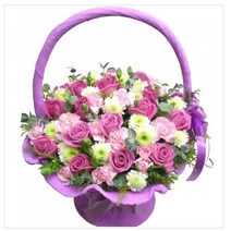 장미20송이혼합꽃바구니4 축하 생일 어버이날 프로포즈, 케이크(중)