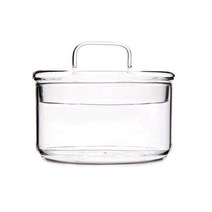 수제로 만든 1200ml 3층 붕소규산염 유리캔 주방식품 벌크 용기 세트 향료 말린 과일 저장탱크 샐러드 그릇 상자 & 설탕 및 크림 캔(유리 뚜껑), 1개