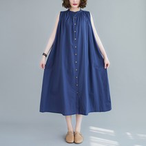 스탠드카라 빅사이즈 민소매 여름 원피스 2색