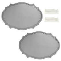 율라라 모던 방수 테이블 매트 2p + 수저받침 2p, 그레이, 43 X 30cm