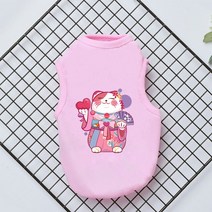 유엔펫 중형견옷 반려견옷 소형견용 귀여운 프린트 여름 반려동물 티셔츠 강아지 옷 애완동물 고양이 조끼 코튼 퍼그 의류 의상, [02] S, [09] A2