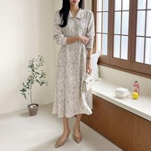 후레아 A라인 플라워 여자 샤랄라 셔츠핏 롱원피스
