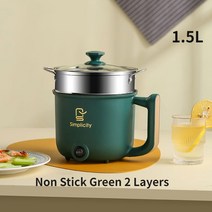 카포트 차량용커피포트 차량용 전기포트 REUP-미니 전기 냄비 1.8L 붙지 않는 밥솥 더블 레이어 가정용, 04 Green 2 LayersA 1.5L_01 EU