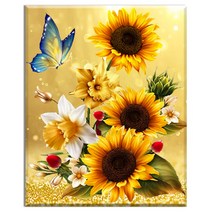 FASEN DIY 보석십자수 캔버스 형액자 세트 40 x 50cm, 40*50 cm, K001 해바라기나비