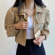 [랜덤플레이] 허리 밴딩 프렌치 클래식 야상 숏 자켓