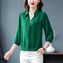 봄 패션 쉬폰 상의 루즈핏 빅 사이즈 엄마룩 무드룩 블라우스