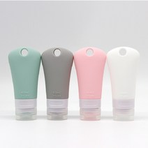 [4세트+고리+라벨]여행용 휴대용 수영장 실리콘 공병 고리형 샴푸통 화장품 공병, 60ml(4개세트)