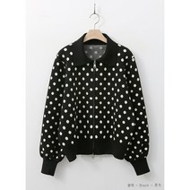 도트 카라 집업 니트 점퍼 여성 골프니트 아우터