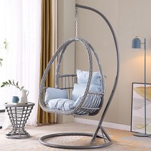 라탄그네의자 원목 그네 나무 흔들 행잉 체어, G 그레이