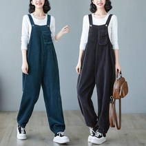 여자 코듀로이 오버롤 팬츠 멜빵 바지 민소매 레이어드 점프수트 가을 겨울 중년