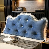 리진 프린세스 단추 헤드쿠션 슈퍼싱글(120X80cm)대형 등받이 쿠션 헤드 등쿠션 대쿠션 침대, 블루