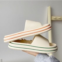 엔도리 두줄 폭신 쿠션 여성 남성 슬리퍼 실내화 거실화, 화이트 B