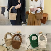 20대후반여자선물 4컬러 어그뽀글이가방 미니복조리백 리얼양털 밍크 페이크퍼 버킷백 토트백