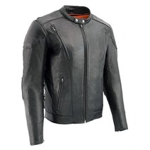 Milwaukee Leather ML1010 남성용 사이드 레이스 벤티드 블랙 가죽 스쿠터 재킷 - XL 403125, X-Large