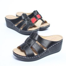 [천연소가죽] 여름 통굽 키높이 발 편한 쿠션 샌들 샌달 슬리퍼 6cm 7cm