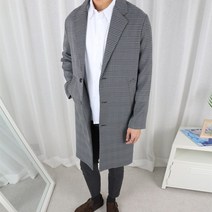 오마보이 남성용 글렌 체크 오버핏 마이 자켓