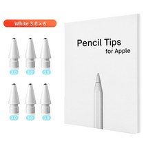 터치펜 듀얼 태블릿 호환 Apple pencil tip 용 Double Layer 2B HB Thin Tip Transparent Nib for 제 2 세, 한개옵션1, 04 6 Pcs 3.0 White