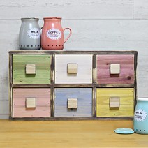 엘린까사 원목 빈티지 미니 2단6칸 수납함 약장, 미니 2단6칸 수납함/약장