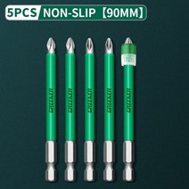녹색 비트 미끄럼 방지 크로스 강한 자기 원형 전기 스크루 드라이버 강한 경도 비트 핸드 전기 드릴, 90MM 5PCS