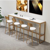 골드 화이트 긴 테이블 카페 인테리어 대리석 홈바, 280x40x105cm