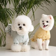 [꼴레트멍멍] 체크 프릴 강아지원피스 2Color 렁트멍 봄 여름 명품강아지옷, 색상:머스타드 / 사이즈:2XL