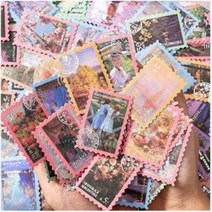 레인몰 빈티지 유화 우표 스티커 스탬프 다꾸, 단품