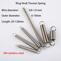 인장스프링 스텐인장스프링 금형 와이어 직경 0.8/1mm 304 스테인레스 스틸 인장 스프링, 1.0mm, 6mm, 45mm(2Piece)