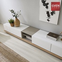 GVEN 지벤 뉴 노르마니 콘센트 오픈형 거실장, 그레이, 블랙오크